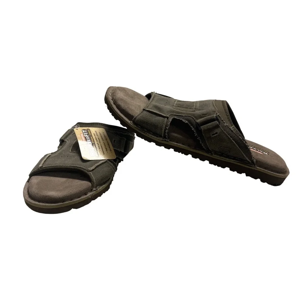 Skechers Relaxed Fit 360 Memory Foam Slide Sandals Mens 13 Stone Leather 64148